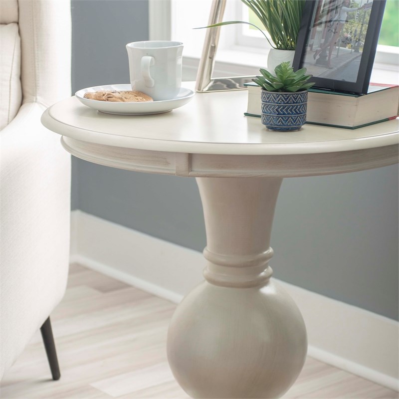 Maklaine Round Wood Accent Table Pedestal Base 26.5
