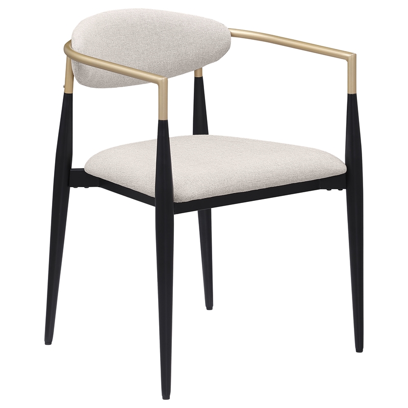 Maklaine Contemporary Fabric Upholstered Dining Arm Chair Beige