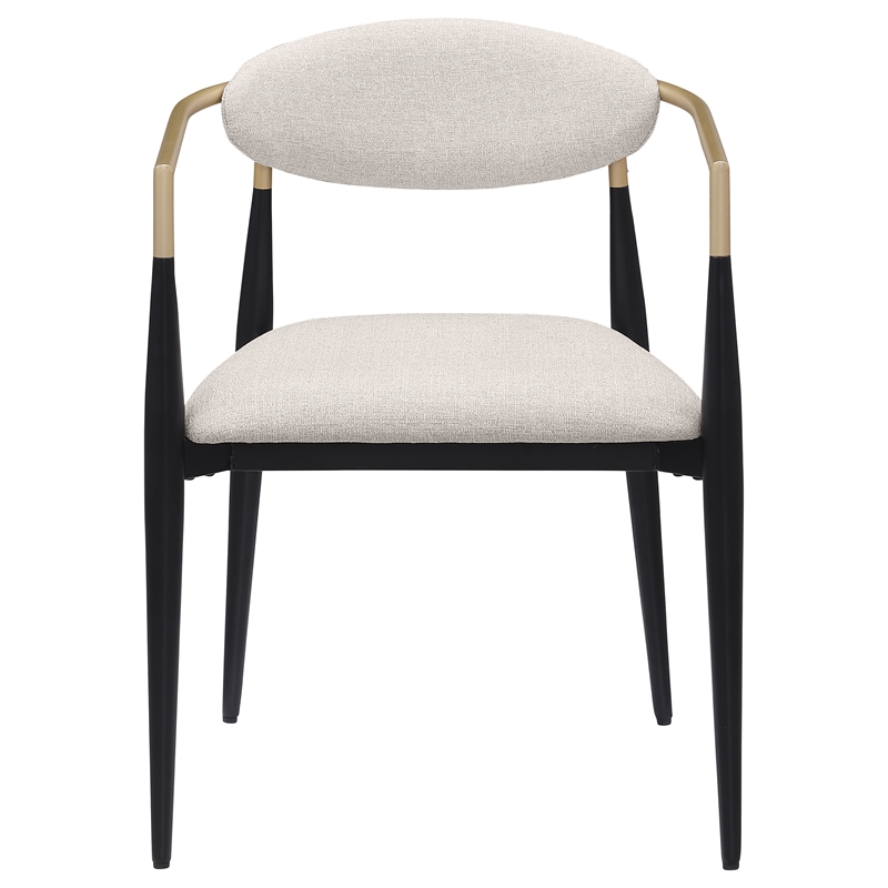 Maklaine Contemporary Fabric Upholstered Dining Arm Chair Beige