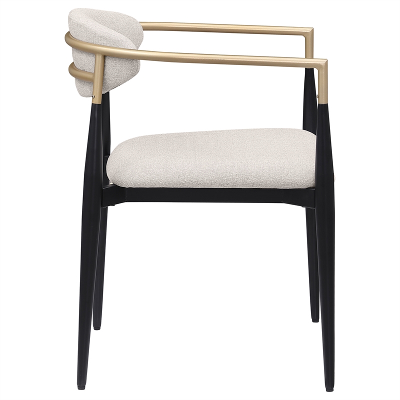 Maklaine Contemporary Fabric Upholstered Dining Arm Chair Beige