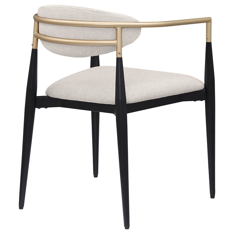 Maklaine Contemporary Fabric Upholstered Dining Arm Chair Beige