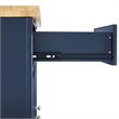 Maklaine Contemporary Wood Top Kitchen Island in Navy/Natural