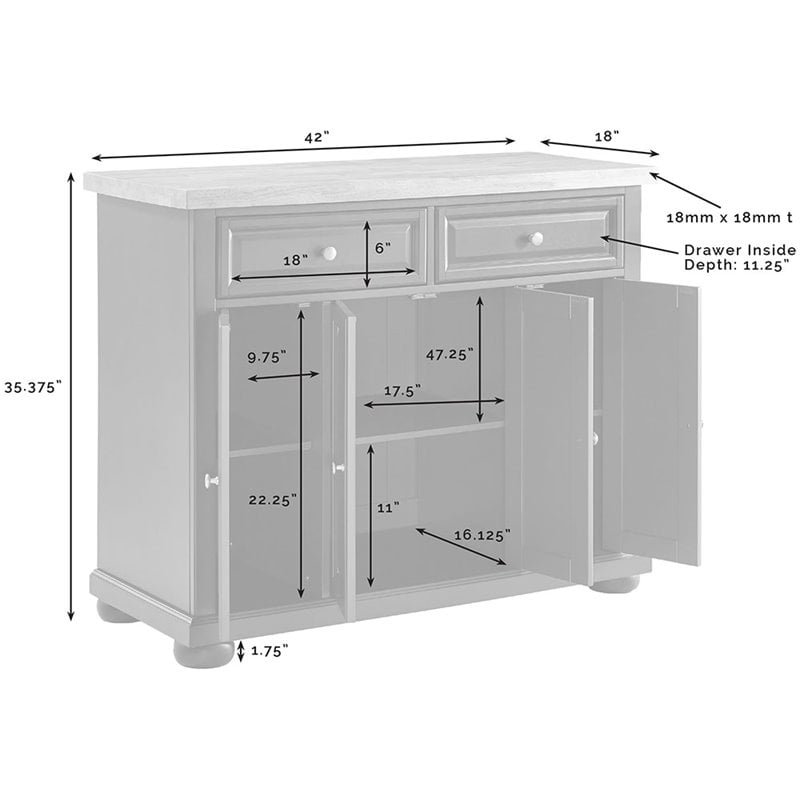 Maklaine Contemporary Wood Top Kitchen Island in Navy/Natural