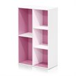 Maklaine Engineered Wood 5-Cube Reversible Open Shelf in White/Pink