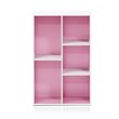 Maklaine Engineered Wood 5-Cube Reversible Open Shelf in White/Pink