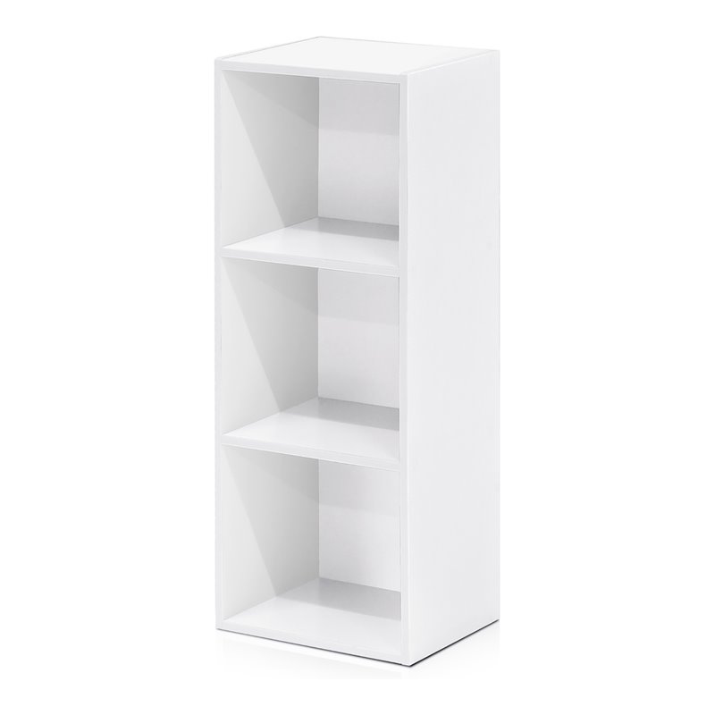 Maklaine Engineered Wood 3-Tier Open Shelf Bookcase in White