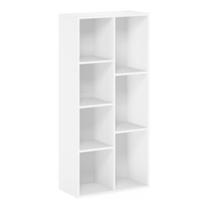 Maklaine Engineered Wood 7-Cube Reversible Open Shelf in White