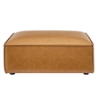 Maklaine Contemporary Upholstered Faux Leather Ottoman in Tan
