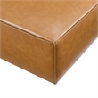 Maklaine Contemporary Upholstered Faux Leather Ottoman in Tan