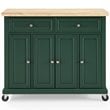 Maklaine Transitional Wood Top Kitchen Island Cart in Emerald