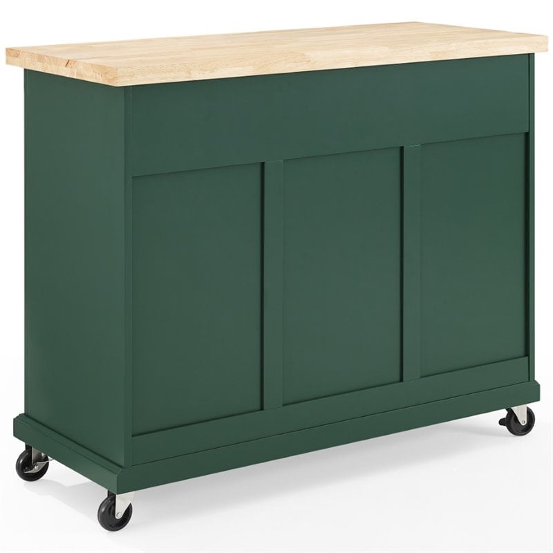 Maklaine Transitional Wood Top Kitchen Island Cart in Emerald