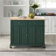 Maklaine Transitional Wood Top Kitchen Island Cart in Emerald