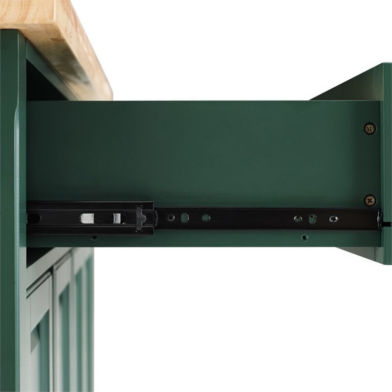 Maklaine Transitional Wood Top Kitchen Island Cart in Emerald