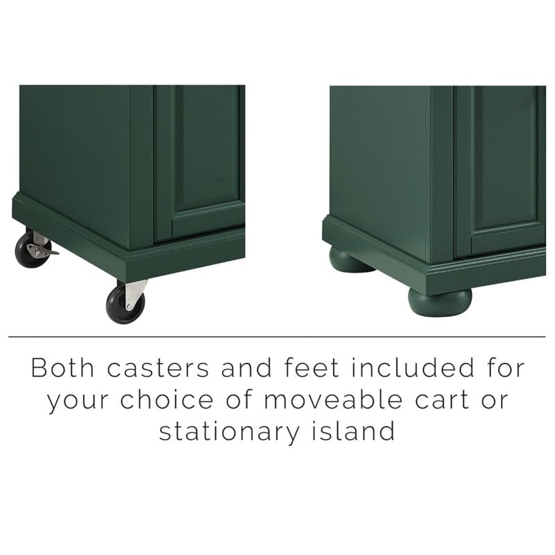 Maklaine Transitional Wood Top Kitchen Island Cart in Emerald