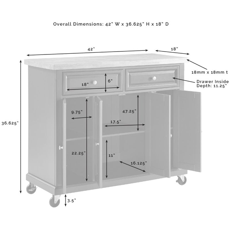 Maklaine Transitional Wood Top Kitchen Island Cart in Emerald