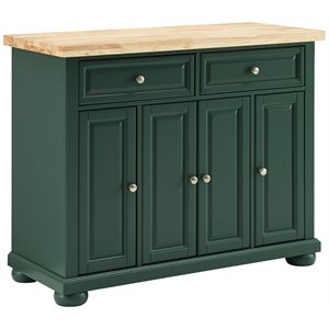 Maklaine Transitional Wood Top Kitchen Island Cart in Emerald