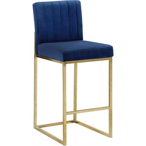 Maklaine Modern / Contemporary 26&quotH Velvet Counter Stool in Navy