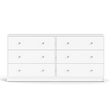 Maklaine Engineered Wood Contemporary 6 Drawer Double Dresser in White