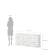 Maklaine Engineered Wood Contemporary 6 Drawer Double Dresser in White