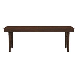 Maklaine Mid-Century Modern Rectangular Solid Wood Bench in Brown