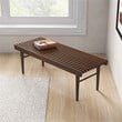 Maklaine Mid-Century Modern Rectangular Solid Wood Bench in Brown