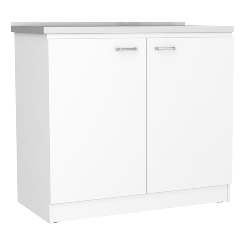 Maklaine White Modern Engineered Wood Napoles Utility Sink with Cabinet