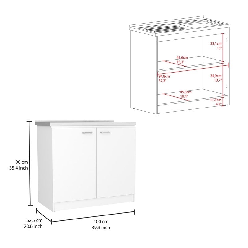Maklaine White Modern Engineered Wood Napoles Utility Sink with Cabinet