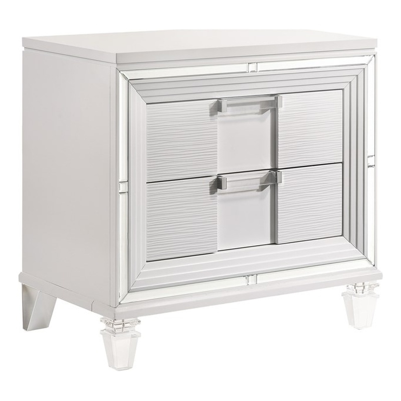 Maklaine Modern / Contemporary 2-Drawer Nightstand w/ USB in White