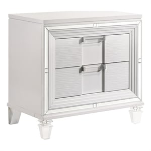 Maklaine Modern / Contemporary 2-Drawer Nightstand w/ USB in White