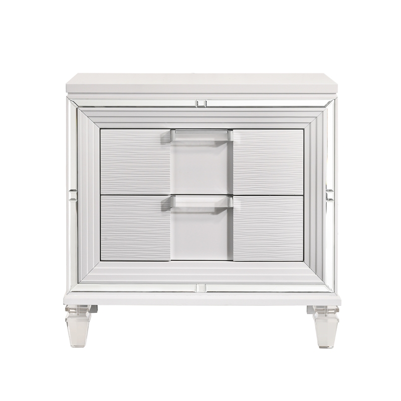 Maklaine Modern / Contemporary 2-Drawer Nightstand w/ USB in White