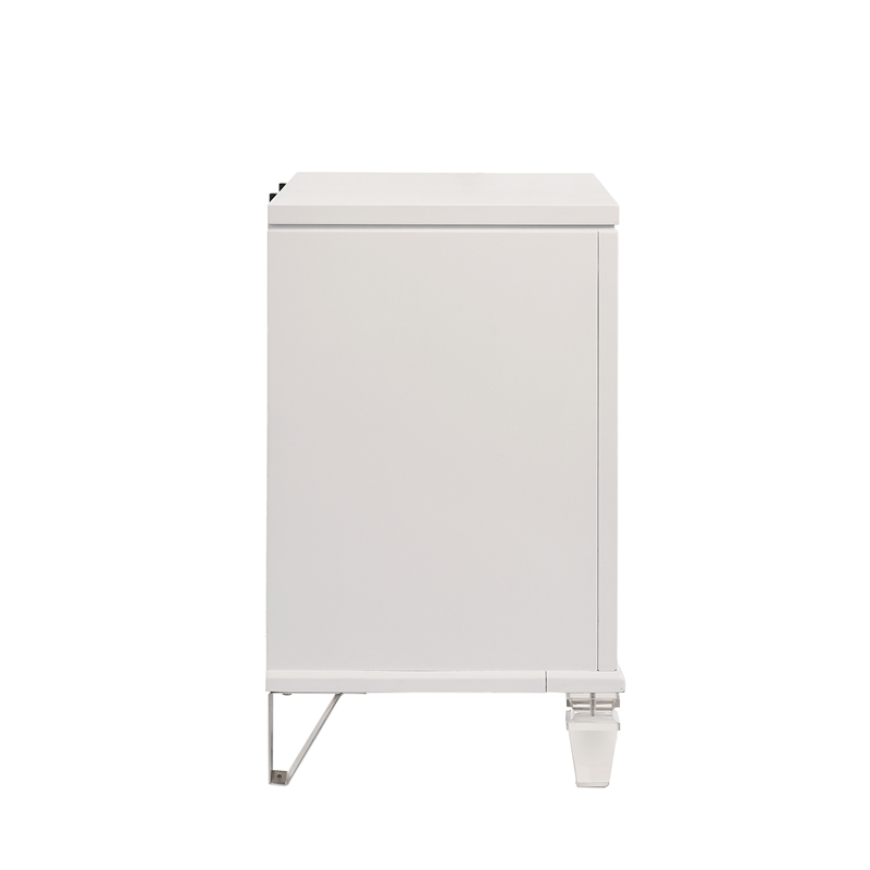 Maklaine Modern / Contemporary 2-Drawer Nightstand w/ USB in White