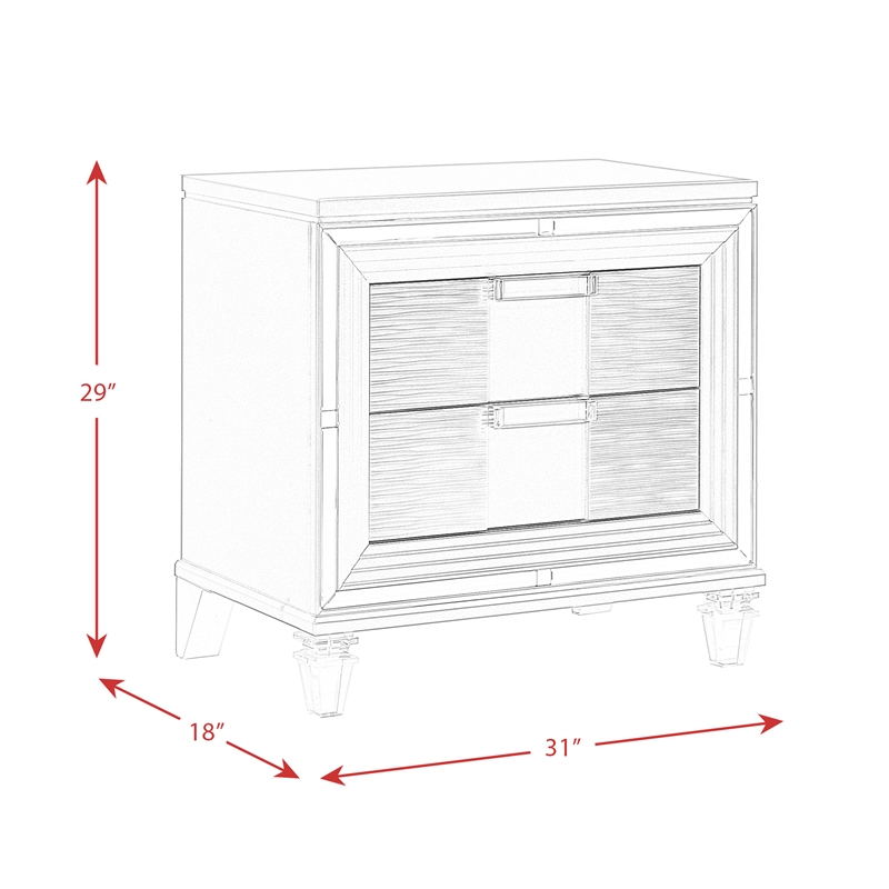 Maklaine Modern / Contemporary 2-Drawer Nightstand w/ USB in White