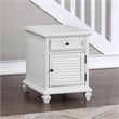 Maklaine Modern Farmhouse Soft White Wood Storage End Table with USB