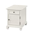 Maklaine Modern Farmhouse Soft White Wood Storage End Table with USB