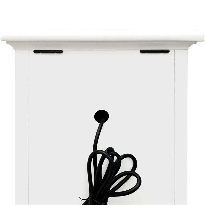 Maklaine Modern Farmhouse Soft White Wood Storage End Table with USB