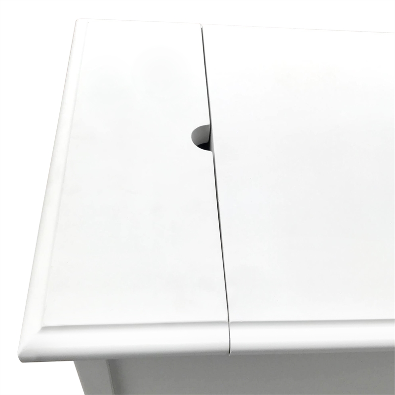 Maklaine Modern Farmhouse Soft White Wood Storage End Table with USB