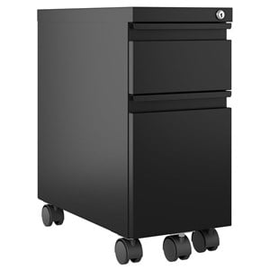 Maklaine 20&quotD Mobile Zip Pedestal 2-Drawer Filing Cabinet Box/File in Black