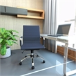 Maklaine Modern Leather Adjustable Swivel Office Chair in Navy Blue
