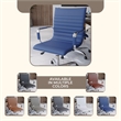 Maklaine Modern Leather Adjustable Swivel Office Chair in Navy Blue
