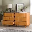 Maklaine Modern Detailed 6-Drawer Solid Wood Dresser 60 Inch Caramel
