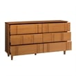 Maklaine Modern Detailed 6-Drawer Solid Wood Dresser 60 Inch Caramel