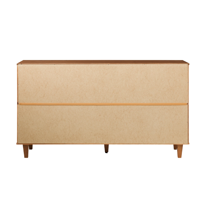 Maklaine Modern Detailed 6-Drawer Solid Wood Dresser 60 Inch Caramel
