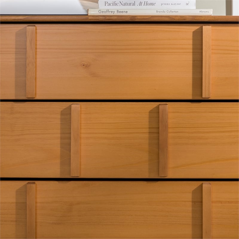 Maklaine Modern Detailed 6-Drawer Solid Wood Dresser 60 Inch Caramel