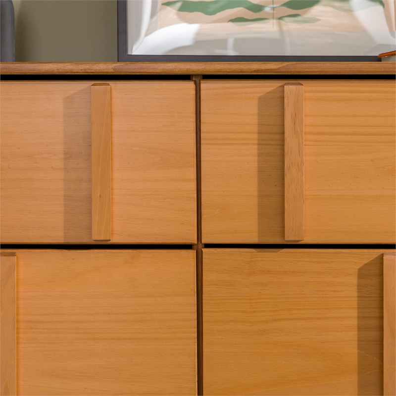 Maklaine Modern Detailed 6-Drawer Solid Wood Dresser 60 Inch Caramel