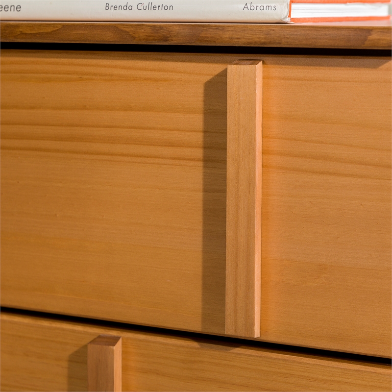 Maklaine Modern Detailed 6-Drawer Solid Wood Dresser 60 Inch Caramel