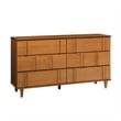 Maklaine Modern Detailed 6-Drawer Solid Wood Dresser 60 Inch Caramel