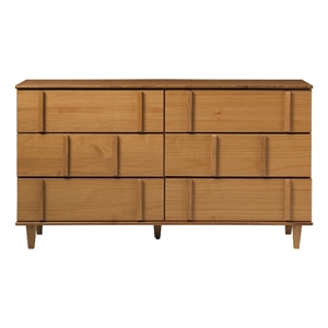 Maklaine Modern Detailed 6-Drawer Solid Wood Dresser 60 Inch Caramel