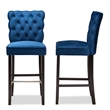 Maklaine Navy Blue Dark Brown Finished Wood 2-Piece Bar Stool Set