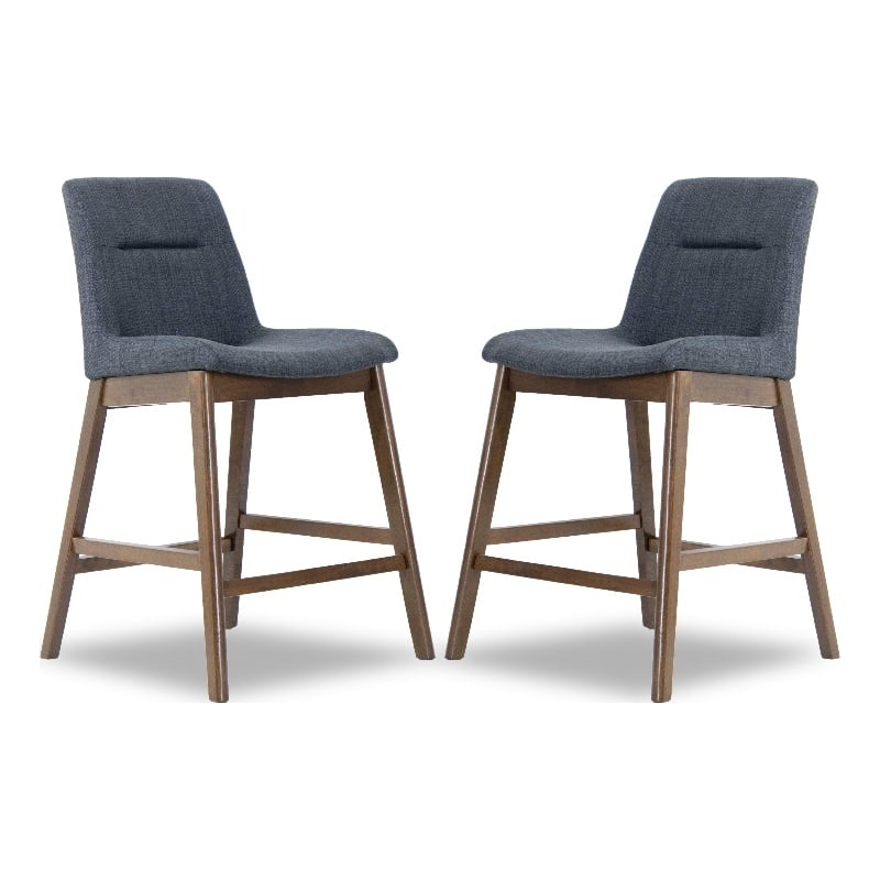 Maklaine Square Fabric Upholstered Counter Stool in Dark Gray (Set of 2)