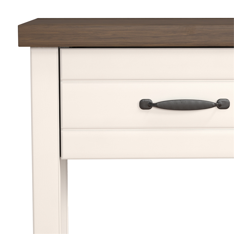 Maklaine Wood Nightstand with 1 Drawer and Shelf Set of 2 Ivory
